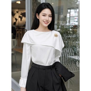 Áo Kiểu Nữ 𝐂𝐂𝐇𝐀𝐓 Dáng Suông Kiểu Hina Cổ Thuyền Chất Liệu Voan Mềm Mại 16ADV8001ST
