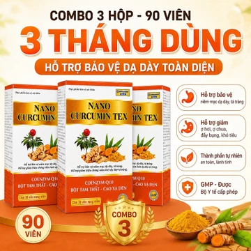 [90 viên - Combo 3 hộp] Viên uống Nano nghệ hỗ trợ bảo vệ niêm mạc dạ dày, giảm viêm loét Nano Curcumin (3 hộpx30v)
