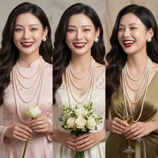 [ DAISYN ] N536 dây chuyền mang áo dài , dây chuyền cưới dâu chuyền hạt ngọc trai nhân tạo đá