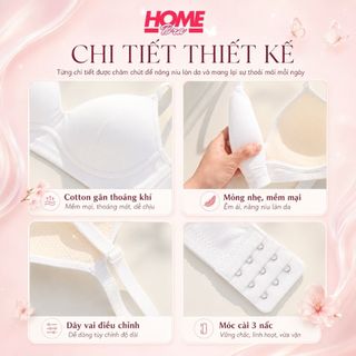 Áo ngực nữ không gọng đệm mút mỏng nhẹ,Áo lót chất cotton gân tăm thấm hút thoáng khí 3 nấc cài A409