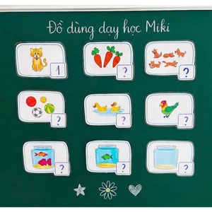 Bộ 9 thẻ tương tác "Đếm hình điền số" ( Đồ dùng dạy học Miki )