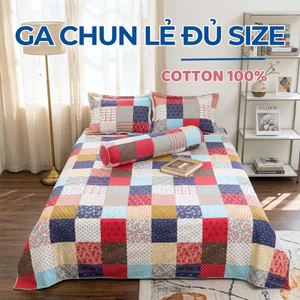 Ga Giường Cotton 100% Đanh Mát (1 Ga), Drap Bo Chun Giấu Vừa Đệm 10cm, Có Đặt Được Nệm Lò Xo - AMELI
