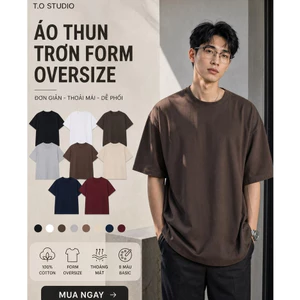 Áo thun nam T.O Studio form oversize cotton mềm mịn, áo phông trơn basic unisex thoáng mát dễ phối đồ