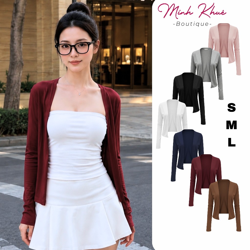 Áo Cardigan Không Cúc Nữ Thun Borip Lụa CAR07 Mềm Mịn, Co Giãn, Thoáng Mát Minh Khuê Boutique
