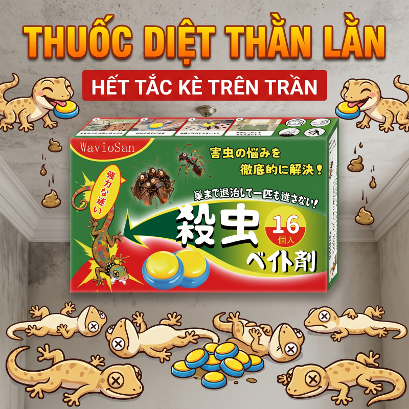 🦎 Mồi diệt thạch sùng 16 viên/hộp, hỗ trợ kiểm soát thằn lằn trong nhà, tiện lợi và dễ đặt