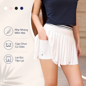 Chân Váy Cạp Chun Dệt Livan LV26S04F721, Chân Váy Thể Thao Chơi Pickle Ball, Tennis, Golf Có Lót Đùi Tiện Lợi