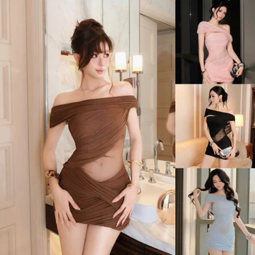 Đầm Body Trễ Vai Xếp Ly Cut Out Eo Tôn Dáng – Váy Body Mini Ôm Dáng Dự Tiệc Sang Trọng Kieupham.shop