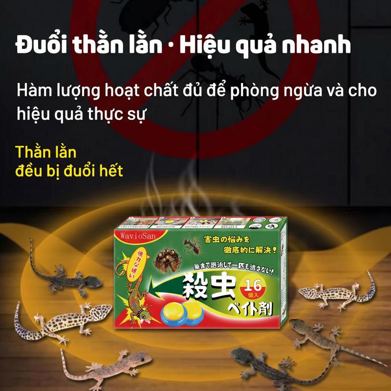 🦎 Mồi diệt thạch sùng 16 viên/hộp, hỗ trợ kiểm soát thằn lằn trong nhà, tiện lợi và dễ đặt