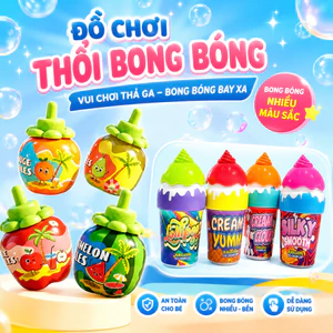 Đồ chơi thổi bong bóng chống tràn hình trái cây và kem an toàn cho bé sử dụng ngoài trời