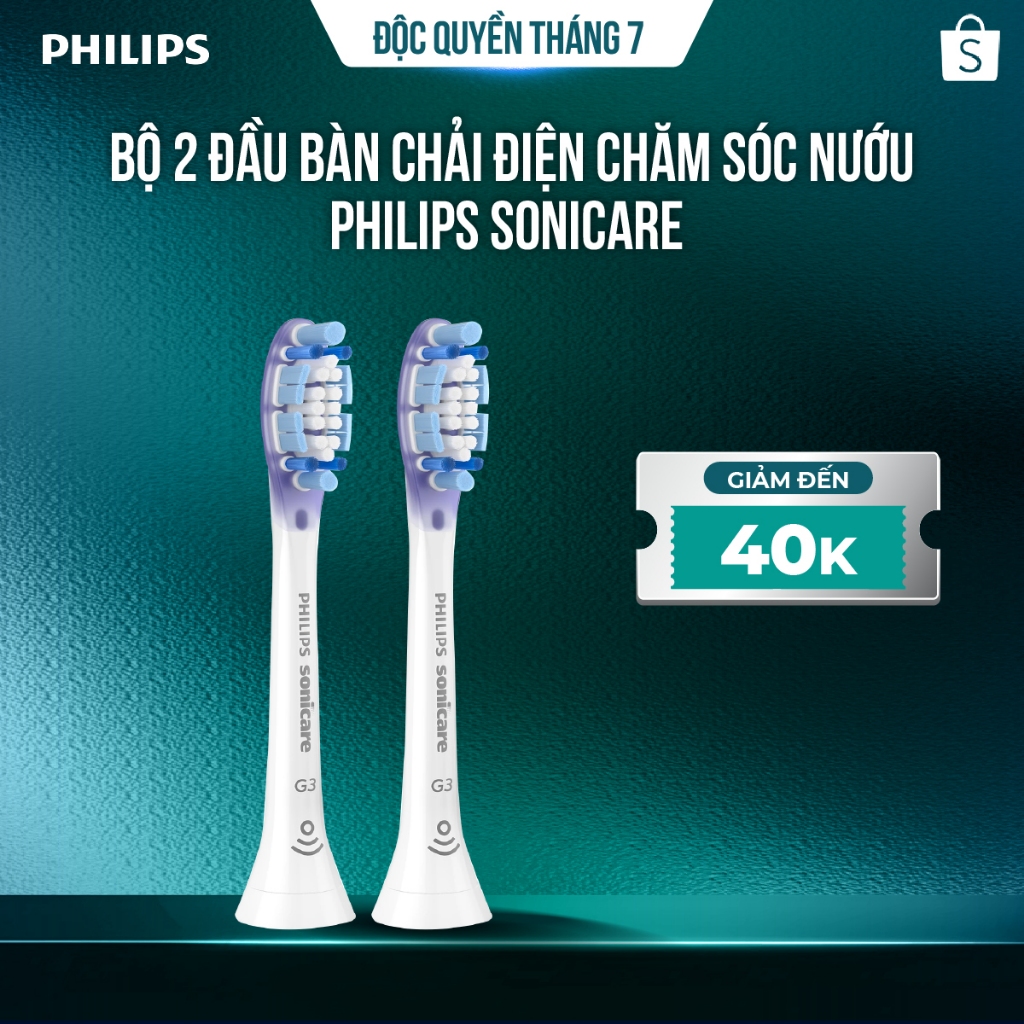 Đầu bàn chải Philips Sonicare G3 Premium Gum Care HX9052 – Bộ 2 đầu, chăm sóc nướu (trắng/đen)