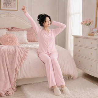 Bộ Mặc Nhà Nữ Áo Tay Dài Và Quần Dài Chất Thun Cotton Mềm Mịn Form Rộng Vừa, Bộ Đồ Ngủ Nữ Thu Đông Dễ Thương - BD020