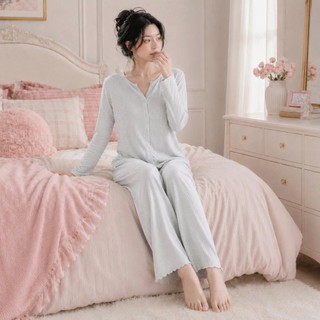 Bộ Mặc Nhà Nữ Áo Tay Dài Và Quần Dài Chất Thun Cotton Mềm Mịn Form Rộng Vừa, Bộ Đồ Ngủ Nữ Thu Đông Dễ Thương - BD020