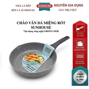 Chảo Đáy Từ Vân Đá Chống Dính GREEN COOK Tay Cầm Chịu Nhiệt Dùng Được Cho Bếp Từ