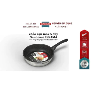 Chảo cạn vân đá inox 5 đáy đáy từ SUNHOUSE IN24M4