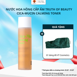 Nước hoa hồng TRUTH OF BEAUTY Cica-Mucin Calming Toner chiết xuất rau má, cấp ẩm sâu, giảm kích ứng, phục hồi làn da