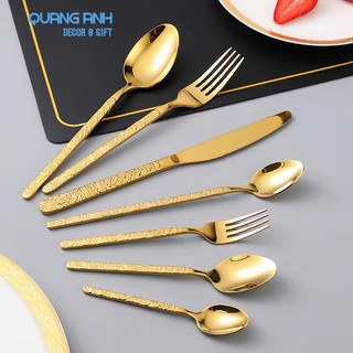 [Bán Lẻ] Dao Nĩa Inox 201 CÁN DẬP VÂN Cao Cấp Chống Gỉ|Dụng Cụ Nhà Bếp , Decor Không Gian Bàn Ăn
