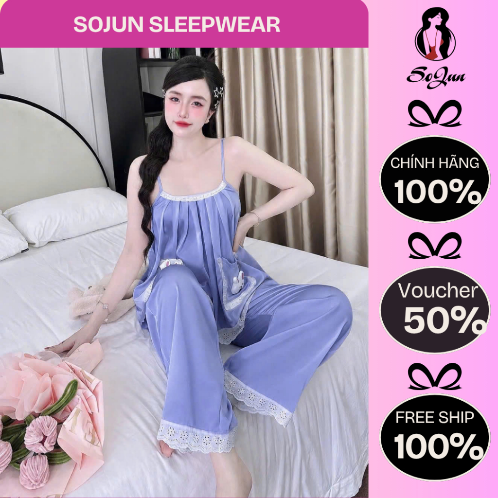 Đồ Ngủ Sexy Nữ SOJUN Lụa Dài 2 Dây Ren Thú Dưới 65Kg - MS 1313 | BigBuy360 - bigbuy360.vn