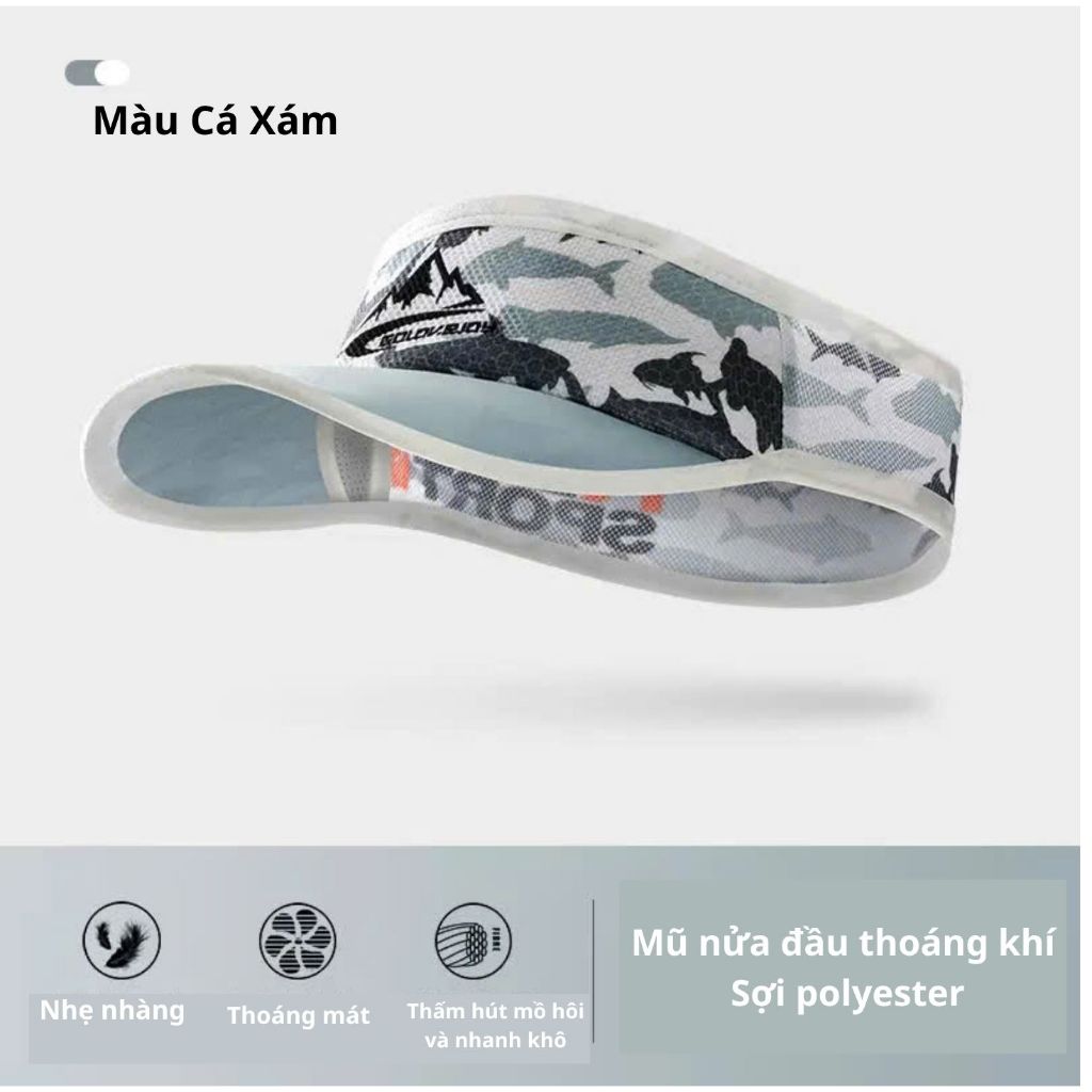 Mũ lưỡi trai nửa đầu thể thao Chống Nắng chống tia UV, chơi Golf, Pickleball, Tennis, Nón Lưỡi Trai Không Nóc Nam Nữ