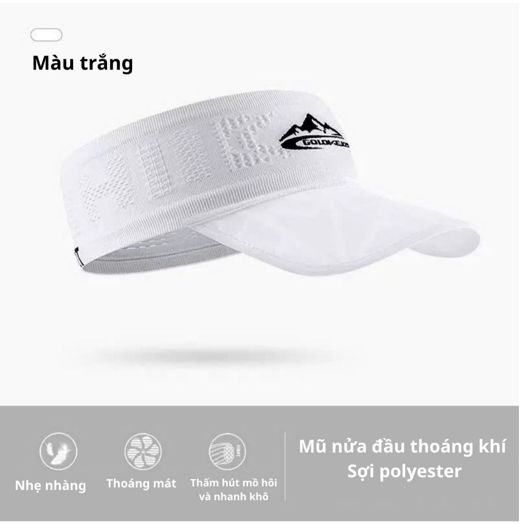 Mũ lưỡi trai nửa đầu thể thao Chống Nắng chống tia UV, chơi Golf, Pickleball, Tennis, Nón Lưỡi Trai Không Nóc Nam Nữ