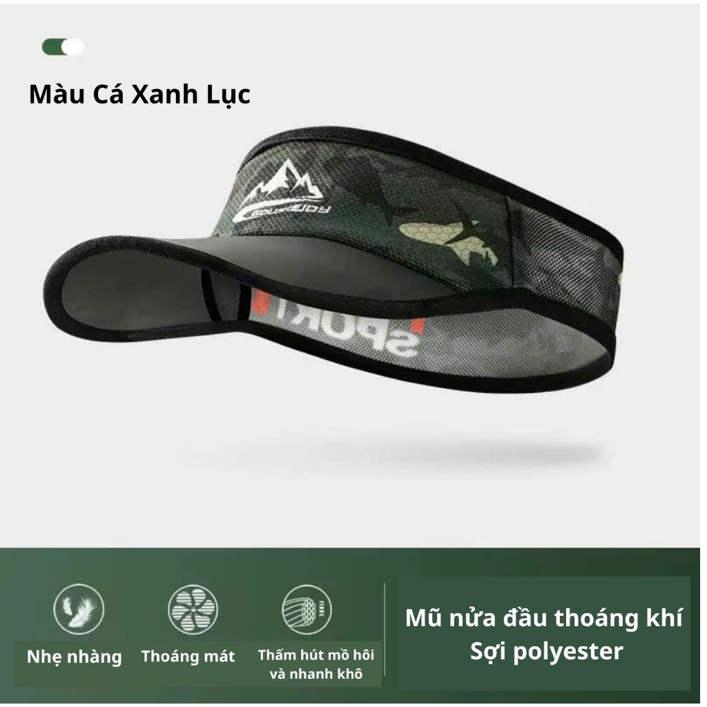 Mũ lưỡi trai nửa đầu thể thao Chống Nắng chống tia UV, chơi Golf, Pickleball, Tennis, Nón Lưỡi Trai Không Nóc Nam Nữ