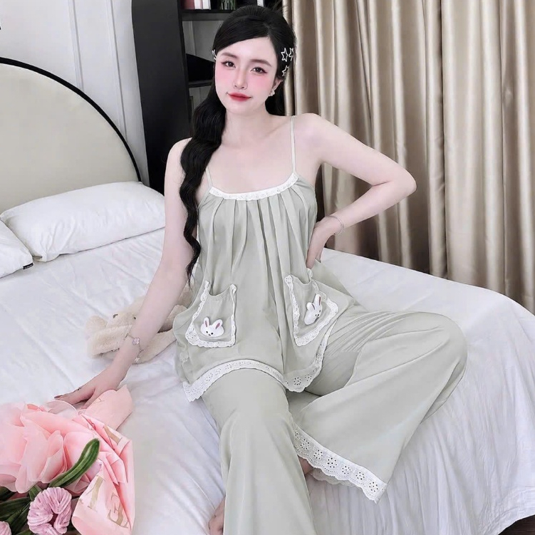 Đồ Ngủ Sexy Nữ SOJUN Lụa Dài 2 Dây Ren Thú Dưới 65Kg - MS 1313 | BigBuy360 - bigbuy360.vn