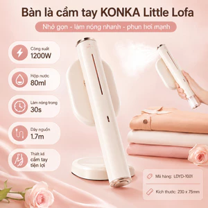 Bàn là ủi hơi nước cầm tay mini Konka 1200W, 6 chế độ ủi, điều chỉnh xoay 160 độ