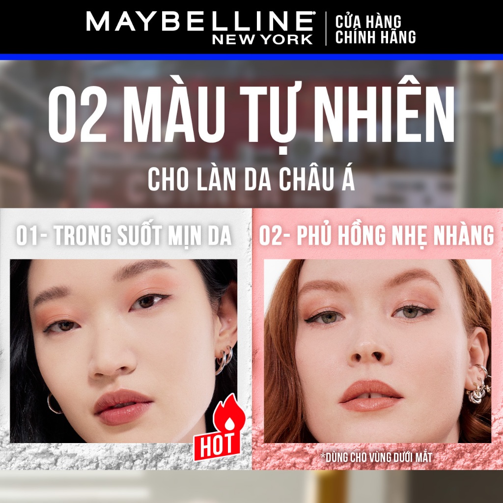 Phấn phủ bột "filter" cà da, kiềm dầu, chống nước, lâu trôi 16H Fit Me Mattifying Setting Powder Maybelline New York 10g