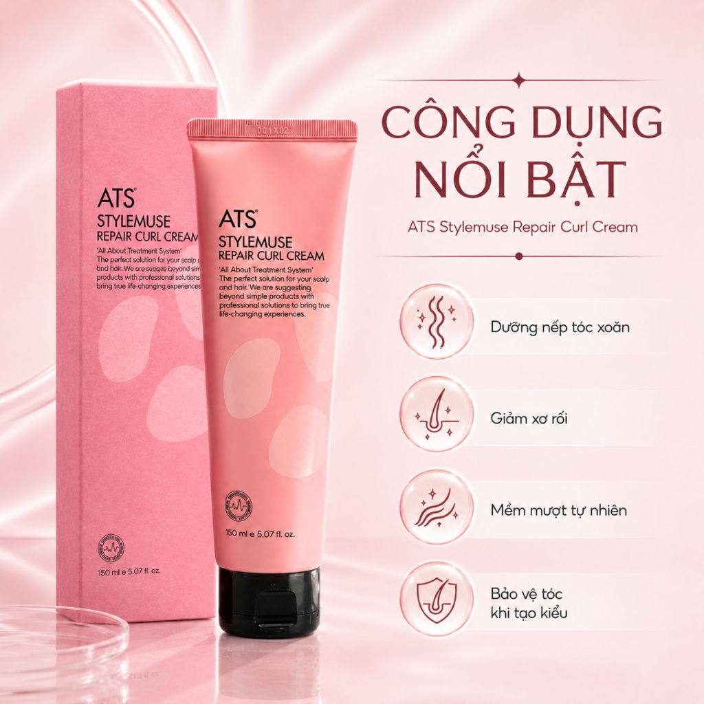 Kem Dưỡng Tóc ATS StyleMuse Repair Curl Cream | Tạo Kiểu, Giữ Nếp Tóc Xoăn & Giảm Xù Rối