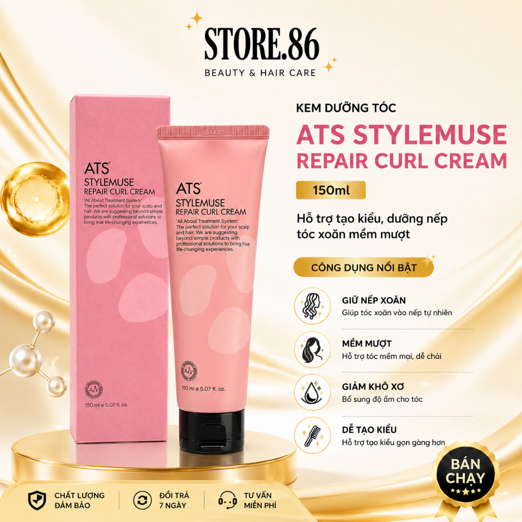 Kem Dưỡng Tóc ATS StyleMuse Repair Curl Cream | Tạo Kiểu, Giữ Nếp Tóc Xoăn & Giảm Xù Rối