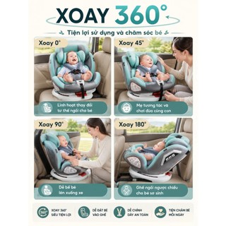 Ghế ngồi ô tô cho bé xoay 360 độ có Isofix sử dụng cho trẻ 0-12 tuổi