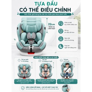 Ghế ngồi ô tô cho bé xoay 360 độ có Isofix sử dụng cho trẻ 0-12 tuổi