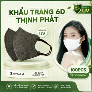 50 chiếc 6D Khẩu Trang Thịnh Phát co giãn chống nắng kháng bụi mịn quai chun mềm mại chống tia UV