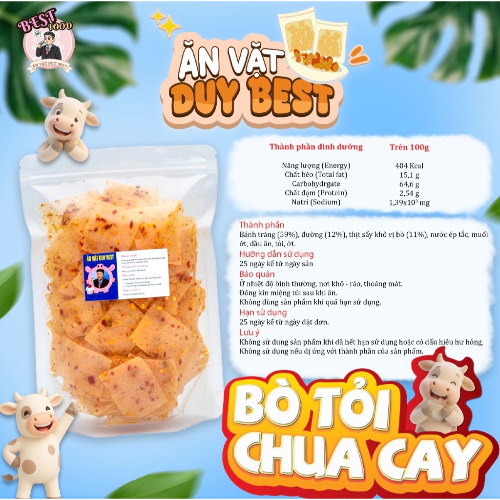 (Độc quyền) Bánh Tráng Bò Tỏi Chua Cay Duy Best