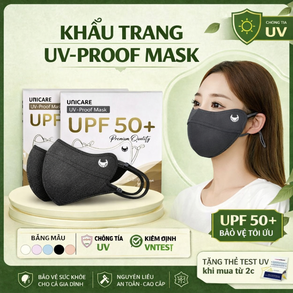 Khẩu trang chống tia UV UNICARE PROOF MASK, bảo vệ da khỏi tia UV - Hàng chính hãng