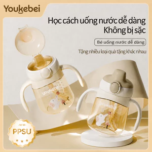 zaxion Bình tập hút nướcPPSU Thiết kế nắp lật Bình nước tập hút cho bé Thích hợp cho trẻ mới biết đi trên 6 tháng tuổi