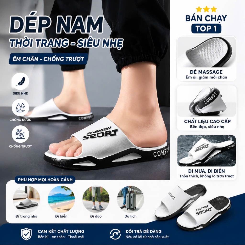 Dép Quai Ngang Nam Fashion Sport Cao Cấp Mã Dp47