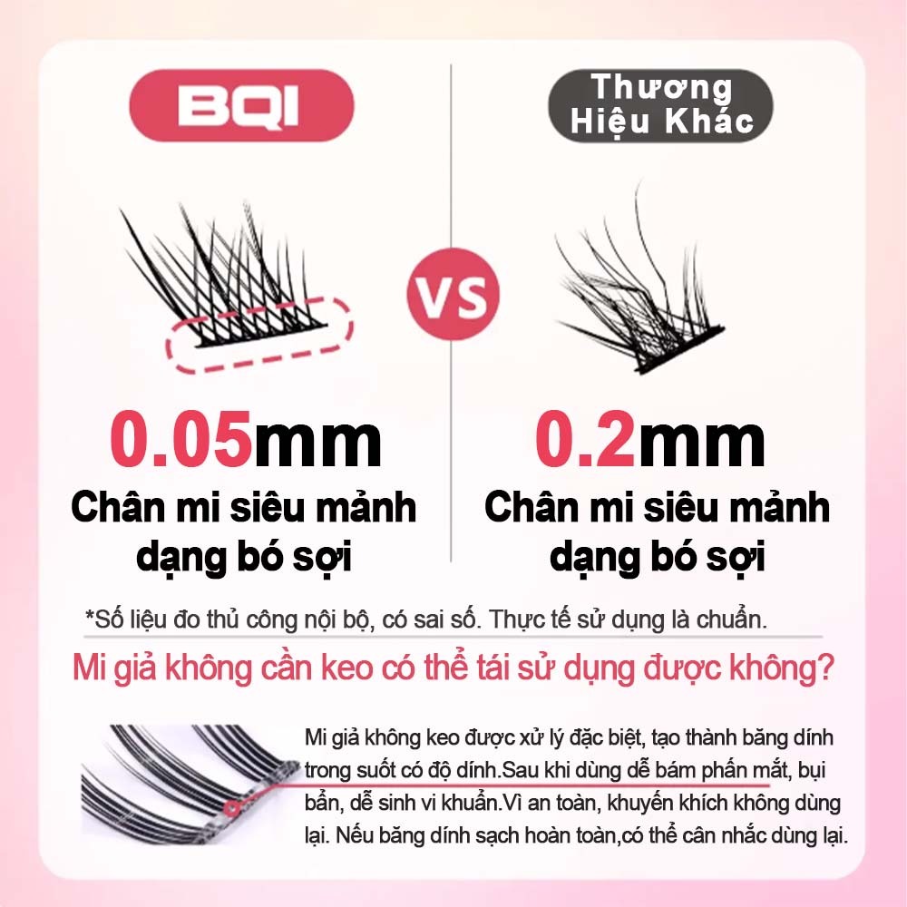 Mi Giả Không Cần Keo BQI, Mi Cụm, Mềm Mại Tự Nhiên, Tiện Lợi, Có Thể Tái Sử Dụng, Dung Tích Lớn, 36 Cụm 10-13mm