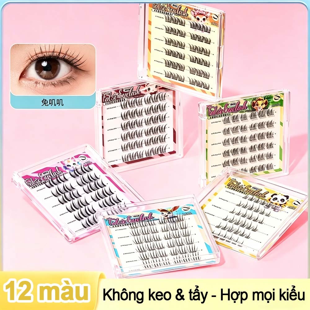 Mi Giả Không Cần Keo BQI, Mi Cụm, Mềm Mại Tự Nhiên, Tiện Lợi, Có Thể Tái Sử Dụng, Dung Tích Lớn, 36 Cụm 10-13mm