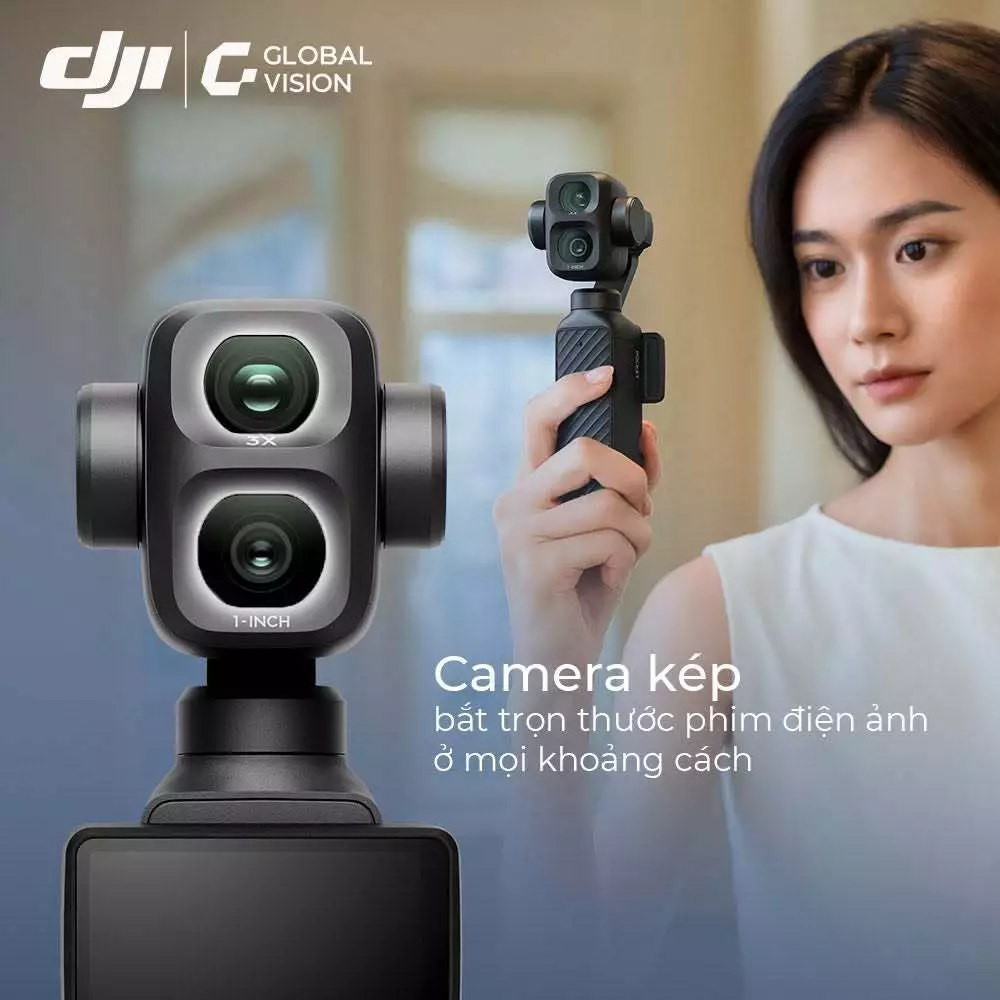 DJI Osmo Pocket 4P | Camera kép linh hoạt, Zoom 12x, Dynamic Range 17 stop, nhỏ gọn quay video 4K