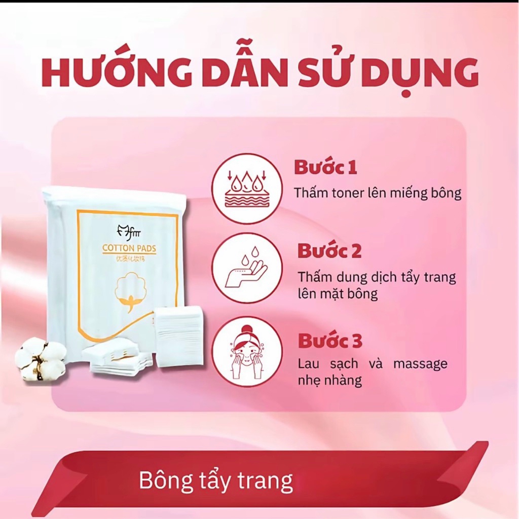 Bông Tẩy Trang Hatsu 222 Miếng Cotton Pads Dày Mịn Tiết Kiệm"