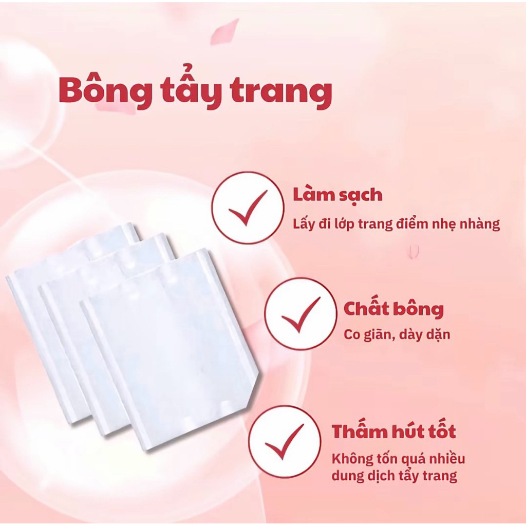 Bông Tẩy Trang Hatsu 222 Miếng Cotton Pads Dày Mịn Tiết Kiệm"