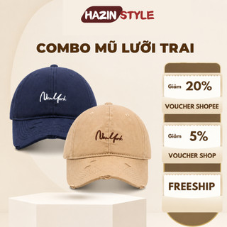 Mũ Lưỡi Trai HAZIN Thêu Chữ Đơn Giản Form Cứng, Chất Liệu Vải Kaki, Phong Cách Thời Trang Unisex Hàn Quốc