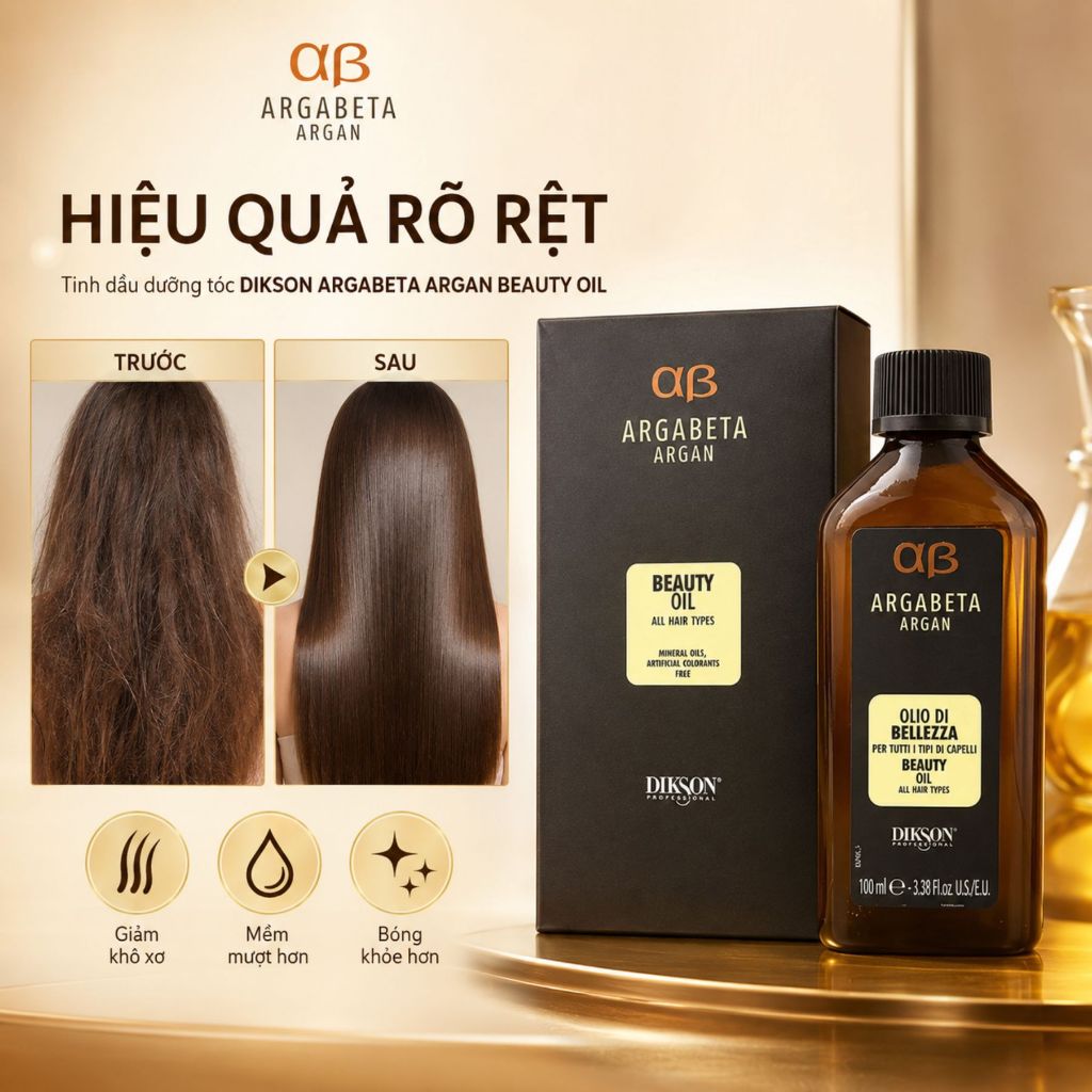 Tinh Dầu Dưỡng Tóc DIKSON Argabeta Argan Beauty Oil 30ml - 100ml |Phục Hồi Tóc Khô Xơ, Mềm Mượt Chuẩn Salon