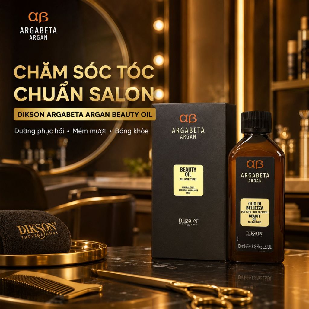 Tinh Dầu Dưỡng Tóc DIKSON Argabeta Argan Beauty Oil 30ml - 100ml |Phục Hồi Tóc Khô Xơ, Mềm Mượt Chuẩn Salon