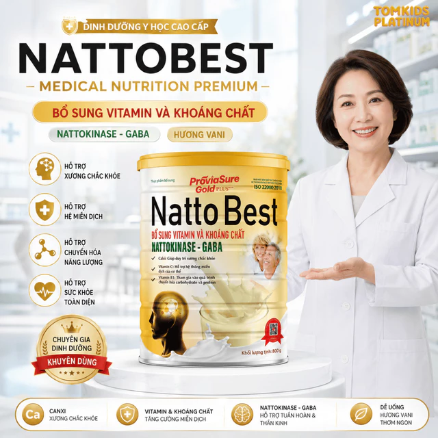 Sữa Bột Natto Best Giàu Nattokinase, GABA, Vitamin & Khoáng Chất Hỗ Trợ Sức Khỏe Cho Người Cao Tuổi
