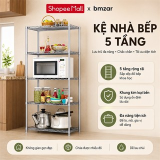 Kệ để đồ Tấm thép cacbon dày Kệ Sắt 5 Tầng Kệ Nhà Bếp Đa năng