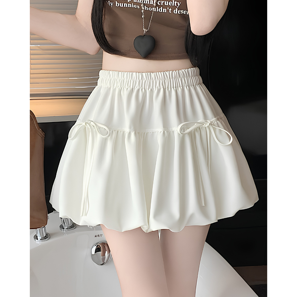 Chân Váy Bí 2 Lớp Bigsize ESHOP MS320 Nơ Phồng Dáng Bí Ngắn Có Quần Bảo Hộ Dễ Thương 45-85kg