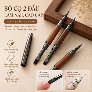 Cọ Gel Nail 2 Đầu Cán Gỗ Cao Cấp – Cọ Đắp Gel & Cọ Kẻ Line Nail Art Chuyên Nghiệp, Đầu Cọ Siêu Mảnh NB22