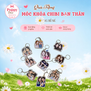 Móc khóa chibi bạn thân, in 2 mặt sắc nét