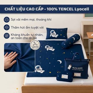 Gối ngủ cho bé Tencel 80s cao cấp Nunupetit Little World Vua Nệm, Gối bông cho bé an toàn thoáng mát